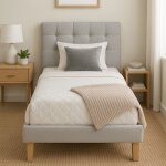 Lit simple - king of dreams - 90x190 cm - t�te de lit capitonn�e - rev�tement pvc - montage rapide