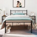 Lit simple en métal noir 90x190 cm - dorafair - contemporain - design - sommier inclus Lit simple en métal noir 90x190 cm - dorafair - contemporain - design - sommier inclus