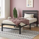 Lit simple en m�tal noir 90x200 cm - lit ado moderne structure robuste gain de place pour chambre sans ...