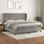 Lit � sommier avec matelas - vidaxl - 200x200 cm - gris clair - velours - t�te de lit r�glable