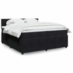 Lit avec sommier et matelas - vidaxl - 200x200 cm - velours - noir - matelas � ressorts ensach�s - surmatelas ...