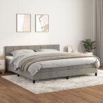 Lit � sommier avec matelas - vidaxl - gris clair - velours - 200x200 cm - t�te de lit r�glable
