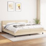 Lit  sommier tapissier mvs - lit adulte avec matelas crme 200x200 cm tissu8088 kg