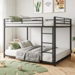 Lit superposé 140x200 cm avec sommier à lattes séparables en métal lit enfants avec garde - corps de ... Lit superposé 140x200 cm avec sommier à lattes séparables en métal lit enfants avec garde - corps de ...
