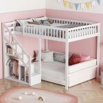 Lit superpos� 140x200 avec escalierlit pour enfant superpos� avec compartiment de rangement lit denfant ...