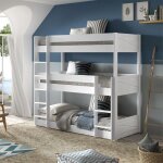 Lits superposs - pin blanc - 90x200 cm - 3 couchages - contemporain - montage facile