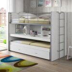 Lit superpos� 3 couchages + bureau blanc 90x200 - blanc - terre de nuit