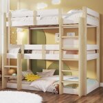 Lit superpos� 3 places 90x190cm lit triple lit enfant avec sommier � lattes lit ado avec garde - corps ...