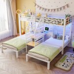 Lit superpos� 3 places 90x200cmlit triplelit enfant bande led2 usb + 1 prise lit mezzanine avec bureau ...