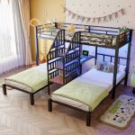 Lit superpos� 3 places 90x200cmlit triplelit enfant bande led2 usb + 1 prise lit mezzanine avec bureau ...