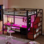 Lit superpos� 3 places en m�tal 140 / 90x200 avec prise �lectriqueledespace de rangementlit mezzanine ...