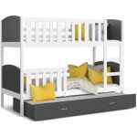 Lit superposé 3 places tomy 90x190 blanc - gris livré avec sommiers tiroir et matelas en mousse de 7cm ... Lit superposé 3 places tomy 90x190 blanc - gris livré avec sommiers tiroir et matelas en mousse de 7cm ...
