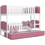 Lit superposé 3 places tomy 90x190 blanc - rose livré avec sommiers tiroir et matelas en mousse de 7cm ... Lit superposé 3 places tomy 90x190 blanc - rose livré avec sommiers tiroir et matelas en mousse de 7cm ...