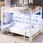 Lit superpos� 4 places 140x200cm lit enfant avec casiers et �clairage led lit double avec sommier � lattes ...