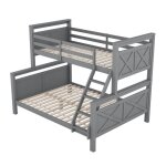 Lit superpos� 90(140)x200 bois gris - �chelle barri�re s�curit� transformable 2 lits s�par�s enfant adulte ...