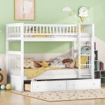 Lits superpos�s 90 x 200 cm blancs lits enfants lits fonctionnels lits superpos�s avec tiroirs lits convertibl ...