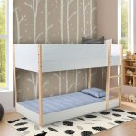 Lit superpose 90x190 bob + 2 sommiers / blanc