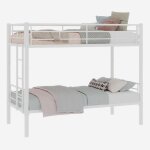Lit superpos� 90x190 cm lit enfants convertible 2 lits sommier � lattes fer blanc sans matelas
