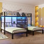 Lit superpos� 90x200 cm 3 couchages noir bandeau led �chelle rangements bureau �tag�re 2 usb + 1 prise ...