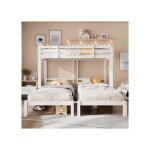 Lit superpos� 90x200 cm pour 3 personnes - avac �chelle lat�rale r�versible - en bois - blanc - sans ...