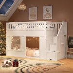 Lit superpos� 90x200 cm avec fen�tres lit enfant multifonctionnel avec armoire - escalier espace de jeu ...