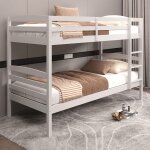 Lits superposés 90x200 cm en pin massif blanc - bed Lits superposés 90x200 cm en pin massif blanc - bed