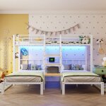 Lit superpos� 90x200 lit triple lit enfant avec led �chelle 2 ports usb 1 prise �lectrique bureau �tag�resans ...
