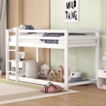 Lit superpos� - 90x200cm - bois de pin massif - blanc - 2 places - montage facile