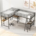 Lit superpos� 90x200cm table sous le lit enfant escalier double garde - corps haut lit 2 personnes noir ...