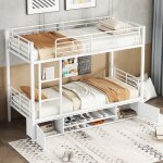 Lit superpos� 90x200cmcadre en fer forg� avec meuble � chaussures ouvert et armoire de rangement � double ...