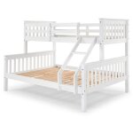 Lit superpos� en bois blanc lit double bas 135 x 190 cm et lit simple haut 90 x 190 cm