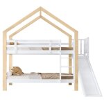 Lit superpos� cabane avec toboggan et �chelle 3 marches 90x200 cm floragrace