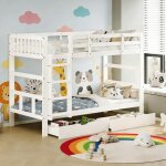 Lit superpos� 90x200cm avec barri�res et �chelle lit enfant avec sommier � lattes en bois massif s�parable ...