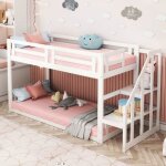 Lit superpos enfant 90x200 cm multifonctionnel de rangement lit mezzanine avec escalier de scurit ...