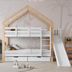 Dripex lit superpos 90x200cm avec toboggan et chelle  trois marcheslit maison enfant avec scurit ...
