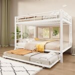 Lit superpos� enfant 140�200 cm lit triple lit adulte en m�tal avec lit gigogne 90x190 cm barri�res et ...