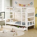 Lit superpos� enfants 2 en 1 - transformable en 2 lits simples 90x200 - cadre de lit enfants avec 2 tiroirs ...