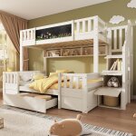 Lit superpos� enfant 90 / 140�200cm avec espace de rangement convient pour trois personnes �quip� de ...