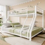 Lit superpos� enfant 90 / 140x200 cm avec escalier barri�res de s�curit� antichute m�tal blanc certifi� ...
