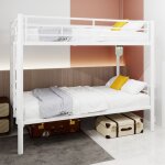 Lit superpos� enfant 90�190 cm en m�tal s�parable en 2 lit simple antichute matelas non inclus blanc