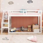 Lit superpos� pour enfant - langtu - 90x200 - escalier de s�curit� - bois massif pin - sommier � lattes ...
