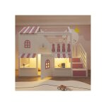 Lit superpos� enfant 90 x 200 cm avec �chelle de rangement �clairage led et �tag�res lit mezzanine blanc ...