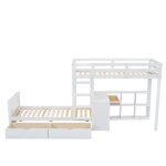 Lit superpos enfant 90 x 200 cm avec escalier bureau2 tiroirs rangementsommier incluslit en bois pin ...