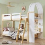 Lit superpos� enfants 90 x 200 cm - avec �tag�re de rangement et barri�re de s�curit� - �chelle incluse ...