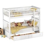Lit superpos� enfant - 90x200 - bois massif - 2 tiroirs - s�parable en 2 lits simplesblanc