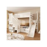 Lit superpos� enfant 90x200 cm - avec toboggan - avec armoire - �chelle et rangements - avec tiroirs ...