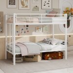 Lit superpos� enfant blanc 90�200 cm modulable 2 lits s�parables structure stable en m�tal