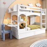 Lit superpos� enfant avec bureau rabattable 90x200 cm floragrace