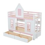 Lit superpos enfant fille 90 x 200 cm avec escalier 2 trioris rangementsommier inclustagre ouvertelit ...