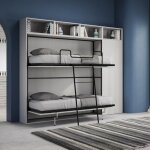 Lit superpos escamotable - nabor - frne blanc - 2 places - design contemporain - armoire intgre
